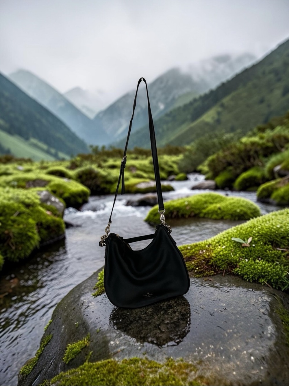 kate spade Black Leather Shoulder Bag with Adjustable Strap